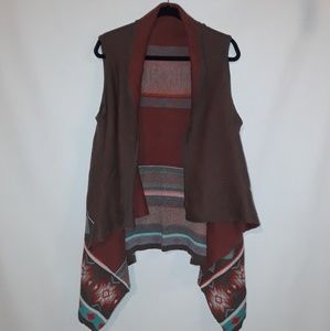 Sleeveless flowing tribal cardigan
